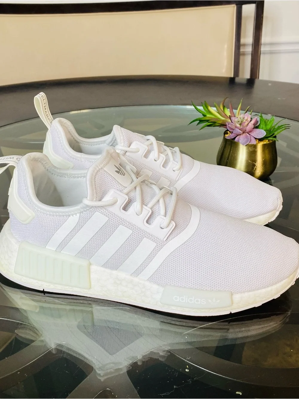 adidas NMD R1 Triple White All White Women's Running Shoes Size 9